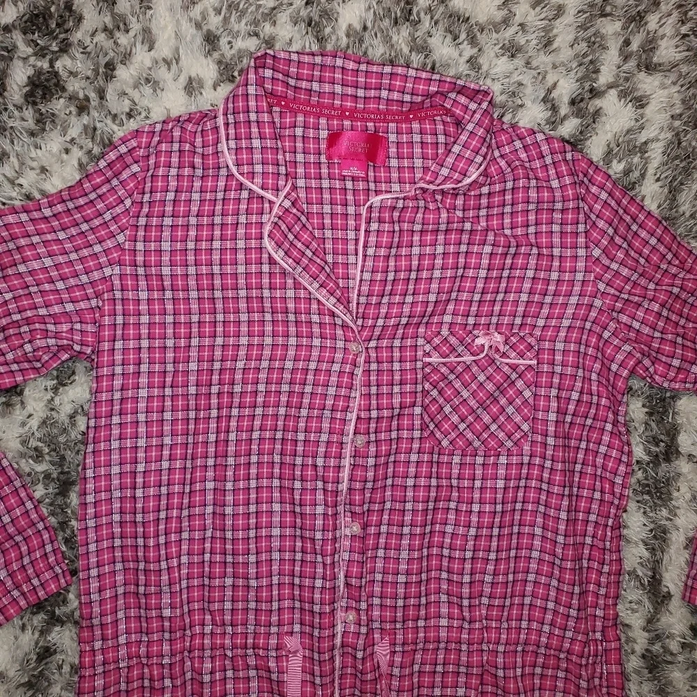 Victoria Secret Flannel Nightgown in Pink Plaid 💗 - Picture 1 of 10